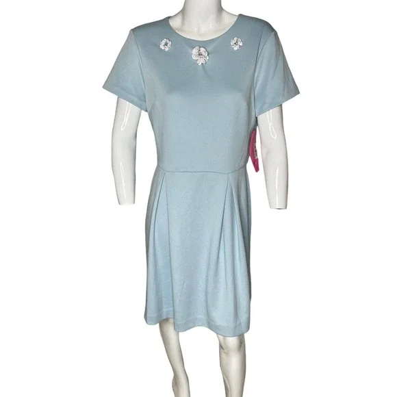 Betsey Johnson | Dresses | Betsey Johnson Womens Dress Sz 2 Embellished White  Flower Short Blue | Poshmark